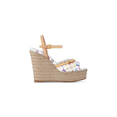 LOUIS VUITTON MURAKAMI LV X TM HELIOS WEDGE SANDAL 1AJMPH